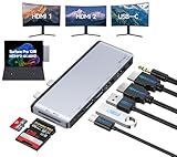 Surface Pro 12 ハブ 、4 画面対応 (2* HDMI+USB-C Thunderbolt 4)+ サーフェス、デュアル4K@60Hz HDMI、USB-C Thunderbolt 4（8Kビデオ+データ+100W充電）、USB 3.0×2、SD/TF、3.5mmマイク搭載 サーフェスプロ12用 ドッキングステーション・拡張アダプタ