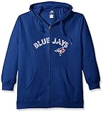 MLB Toronto Blue JaysレディースチームFull Zip Fleece Hoodie with Distress Word Mark on Chest、2 x、ロイヤル