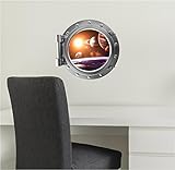 18 "ポートScapeインスタントSpace Ship Window Viewソーラーシステム# 3シルバー舷窓壁ステッカーグラフィックデカール壁画子供ゲームルームアート装飾新しい