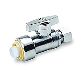 Pushlock upssc1238 1 / 4 Turnストレート停止push-fitバルブ、プッシュ1 / 2 x 3 / 8インチ圧縮、クローム仕上げのW /メタルハンドルとスリム継手設計、鉛フ