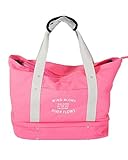（ララゲン）lalagen 多機能旅行バッグ 2way 手持ち　マザーズバッグ　シューズ収納 スーツケースの持ち手に通せる 荷物　機内　トートバッグ　全4色（ピンク）