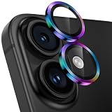 【3枚入り】レンズカバー iPhone16/16 Plus用 カメラ保護 9H強化ガラス アルミ合金 アイフォン16/16plus カメラフィルム 耐衝撃 露出オーバー防止 黒縁取り 超高透過率 いphone16/いphone16プラス カメラカバー プロテクター カラフル