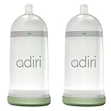 Adiri NxGen Stage 1 (3-6m) Nurser Baby Bottle 2 Pack, White, 9.5oz by Adiri