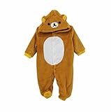 リラックマ・コリラックマ ベビー服 なりきり足袋付きカバーオール 【27、チャ[リラックマ] 50-60cm】 マイクロファイバー 新生児 着ぐるみ キグルミ なりきり