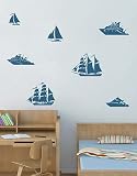 ik1693壁デカールステッカーShips Sailing Boat Frigate子供の寝室