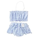 (チャックル) chuckle チェック柄スカート風水遊び用おむつパンツビキニセット サックス 100cm M8924-100-30
