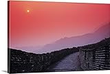 リチャード・MASCHMEYERプレミアムシックラップキャンバス壁アート印刷題名中国、Mu Tian Yu , the Great Wall of China、明るい赤空とDistant Moon 4