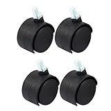 uxcell キャスターホイール　スイベルブレーキキャスター　デュアルホイール　8mmネジ付きステム 4cmの直径　4個