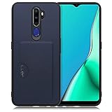 LOOF Skin Slim-Slot OPPO A5 2020 用 オッポ ケース カバー カードポケット カード収納 カード 背面 スマホケース スマホカバー 背面カード収納[ネイビー]