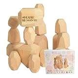 SHARE MONTE でこぼこ積み木 日本製 モンテッソーリ 玩具 積み木 2歳 ギフト 18個 知育玩具 モンテッソーリトレーナー＆木育インストラクター推奨 プレゼント メイドインジャパン シェアモンテ (ピンクバスケット)