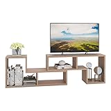 DEVAISE テレビ台 テレビラック テレビボード ローボード 伸縮 幅1100～2200mm 65インチまで対応 コーナー 収納ラック 2点セット ハニカム構造棚板 一年保証 簡単組立 オークナチュラル 木目 WF0015B