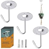 天井フック 吊り下げ-ハンギングプランター-シェード 固定金具フック ネジフック 壁ーシェード 取り付け 金具-3個入りパック (ステンレス鋼製)