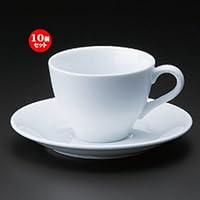 10個セット 白磁三角コーヒーC/S [ 11.4 x 8.6 x 6.3cm 195cc ･ 15 x 2cm 340g ] 【 コーヒーカップ 】 【 カフェ レストラン 洋食器 飲食店 業務用 】
