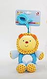 Linzyおもちゃ9 "赤ちゃん動物Rattle withミラー、Squeaky、クリップon-lion 9インチ、イエロー