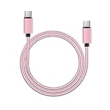 USB Type C to Type C ケーブル 2m 60W/3A急速充電 iPhone 16 充電ケーブル 高速データ転送 高耐久ナイロン USB C to USB C iPhone 16/15/Pro/Plus/ProMax/MacBook/iPad Pro/Air/Galaxy/Xperia/Pixel等タイプC機種対応(2m、ローズゴールド)