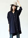 Angeliebe エンジェリーベ マタニティ ワンピース 授乳しやすい コットン シャツワンピ 妊婦服 産前 産後 長袖 フリー ネイビー 22209 22209200