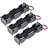 uxcell 電池ケース 貯蓄ボックス 8スロットx 1.5V 2-ワイヤリード 8 x AA電池用 3個入