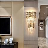Villa Hotel Restaurant Corridor Living Room Bedroom Study American Luxury Golden Warm Light Stainless Steel Crystal Wall Lamp 30 60cm Fine Carving Pattern