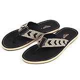 [OKI（オキ）] エスニック サンダル レザー メンズ レディース アジアン トングサンダル (37（23.5cm）, アジアンブラック)