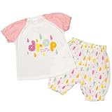 ガールズキッズパジャマ[enfant pur]女の子|女児|子供用しずく|ドロップ柄半袖(パフスリーブ)パジャマ上下セット 100cm ピンク