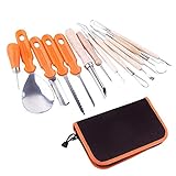 TINYPONY 彫刻刀　絵様　13本セット 収納バッグ付き かぼちゃ彫刻　ハロウィン DIY工具 篆刻 木工 美術 大工 手彫り