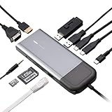 ロジテック USB Type-C ハブ ドッキングステーション 11-in-1 画面表示ON/OFFボタン付 USB PD 100W対応 USBA×2 4K60Hz HDMI×1 VGA×1 3．5端子×1 USB-C×3 LAN×1 SD＋microSDスロット LHB-PMP11U3SS