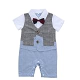 Baby Boy 'sジャンプスーツClothing 1psc Short Sleeve with Bowknot カラー: グレー