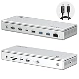 WAVLINK Thunderbolt 4ドック デュアルHDMI 4K@60Hz、100W充電、Thundebolt認証、13-IN-1 USB Cドッキングステーション デュアルモニター シングル8K出力 WindowsまたはMac用、4X USB、2.5Gイーサネット、SD/MicroSD。