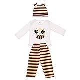 ノーブランド品 キッズ　女の子　男の子　可愛い　コットン　ソフト　ロンパース　衣装　シャツ　スーツ　帽子　ロンパー　パンツ　遊び着　3点セット　全3サイズ5パタン - パンダ, 80センチメートル