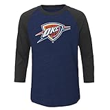 NBA Oklahoma City Thunder Boysチーム3 / 4 Sleeve Slub Jersey Crew Tee、7、海軍ヘザー/チャコールヘザー