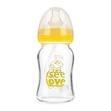 Vslyer Anti-colic Glass Baby Feeding Bottle,Yellow (5oz) by Vslye