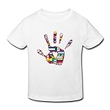 星 ２～６歳子供 男女兼用 半袖 ティー Tシャツ 手 国旗 アメリカ イギリス White 4 Toddler