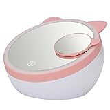 WINOMO 化粧鏡 化粧ミラー 卓上 折りたたみ 拡大鏡 充電式LEDライト付き 明るさ調節可能 キツネスタイルの鏡（ピンク）