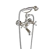 Rozin 風呂桶 浴池用 混合水栓 糸ひき 電話スタイル バスタブの蛇口 ハンドシャワー装備 壁取付型