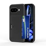 【ミニマリストには高】Google Pixel 9A ケース 背面カード収納 カバー 上質な手触り ピクセル 9a 耐衝撃 軽量 薄型 ICカード収納 P-card 背面カードポケット(Google Pixel 9A 、ブラック)