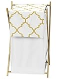 Sweet Jojo Designs Clothes Laundry Hamper for White and Gold Trellis Print Lattice Girls Bedding Col