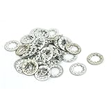 uxcell ロックワッシャー 8mm内径 炭素鋼 亜鉛メッキ 内部鋸歯状 40個入り
