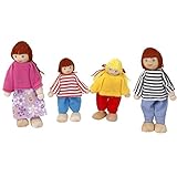 Fenteer 4本入り　木と布製　子供おもちゃ　人形　ファミリ　知育玩具　アクセサリー　お土産