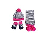 （Ginty)ニット帽 セット子供用 マフラー&手袋 セット 星柄 可愛い ハット クリスマス プレゼント 誕生日 秋 冬 防寒 キャップ 女の子(M, ピンク)