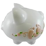 銀行Baby Girl Feet & Bow BankセラミックCeramic Piggy足印刷cr100bgfeet