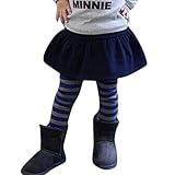 Plus Nao(プラスナオ) 子供用・スカート付ボーダーレギンスパンツ・スパッツ・スカッツ・カジュアル 100 レッド系