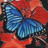 Blue Morpho Butterfly装飾セラミック壁アートタイル8 x 8