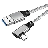 USB-C & USB-A 3.1(Gen2) ケーブル L字 Type C ケーブル 60W 3A急速充電 10Gbpsデータ転送 タイプ c ケーブル 高耐久ナイロン編み Galaxy 、iPad Pro (2018) / MacBook/MacBook Air (2018)その他USB-C機器対応 (1.5m, ブラック)