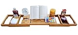 purvae Luxury浴槽キャディ、天然有機竹木製Tub Organizer with Readingトレイまたはブックとタブレットホルダー両側、ワイングラス、すべてに適合Bathtubs、ストレ