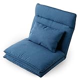 ソファー ソファーベッド 3way 頭・背面リクライニング 42段ギア 1人掛け 座椅子 シングル ファブリック張地 ネイビー