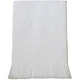 BabyPrem Baby Large Soft White Acrylic Hearts Shawl Blanket 48 x 48 WHITE by BabyPrem