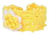 GEMVIE ベビー用ヘアバンド ニット 花飾り 赤ちゃん 出産祝い 誕生日 100日記念 こどもの日 撮影服 アクセサリー ハット 帽子 結婚式 パーティー イエロー