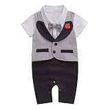 XM Nyan Mayの赤ちゃん幼児用男の子タキシードPaildボウタイ紳士ロンパースワンジー US サイズ: 18-24 Months カラー: グレイ