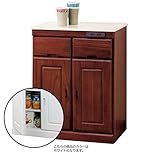 《収納・調理台・間仕切りに。見た目もよい天板人工大理石》ファミリー・ライフ 天然木桐材天板人工大理石キッチンカウンター (2枚扉, ホワイト)