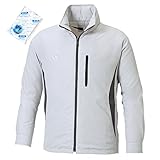 空調服 作業服 空調風神服 サンエス フード付ブルゾン ポリエステル100%(ファンなし/単品/保冷材2個付)<099-KU90520H>(L, 6-シルバー)
